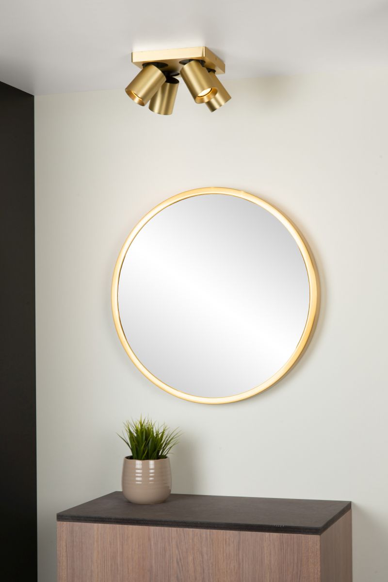 Lucide NIGEL - Stropné bodové svietidlo - LED tlmené až teplé - GU10 - 4x5W 2200K/3000K - Matt Gold / Mosadz